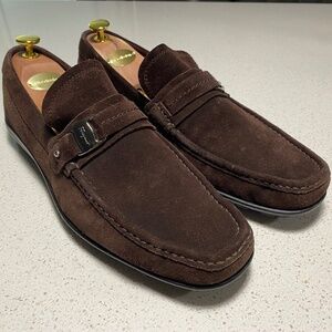 Salvatore Ferragamo Suede Single Strap Men loafer US 10 D Brown